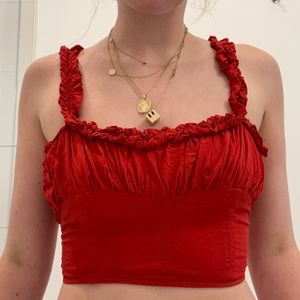 Free People Ruffle Crop Top